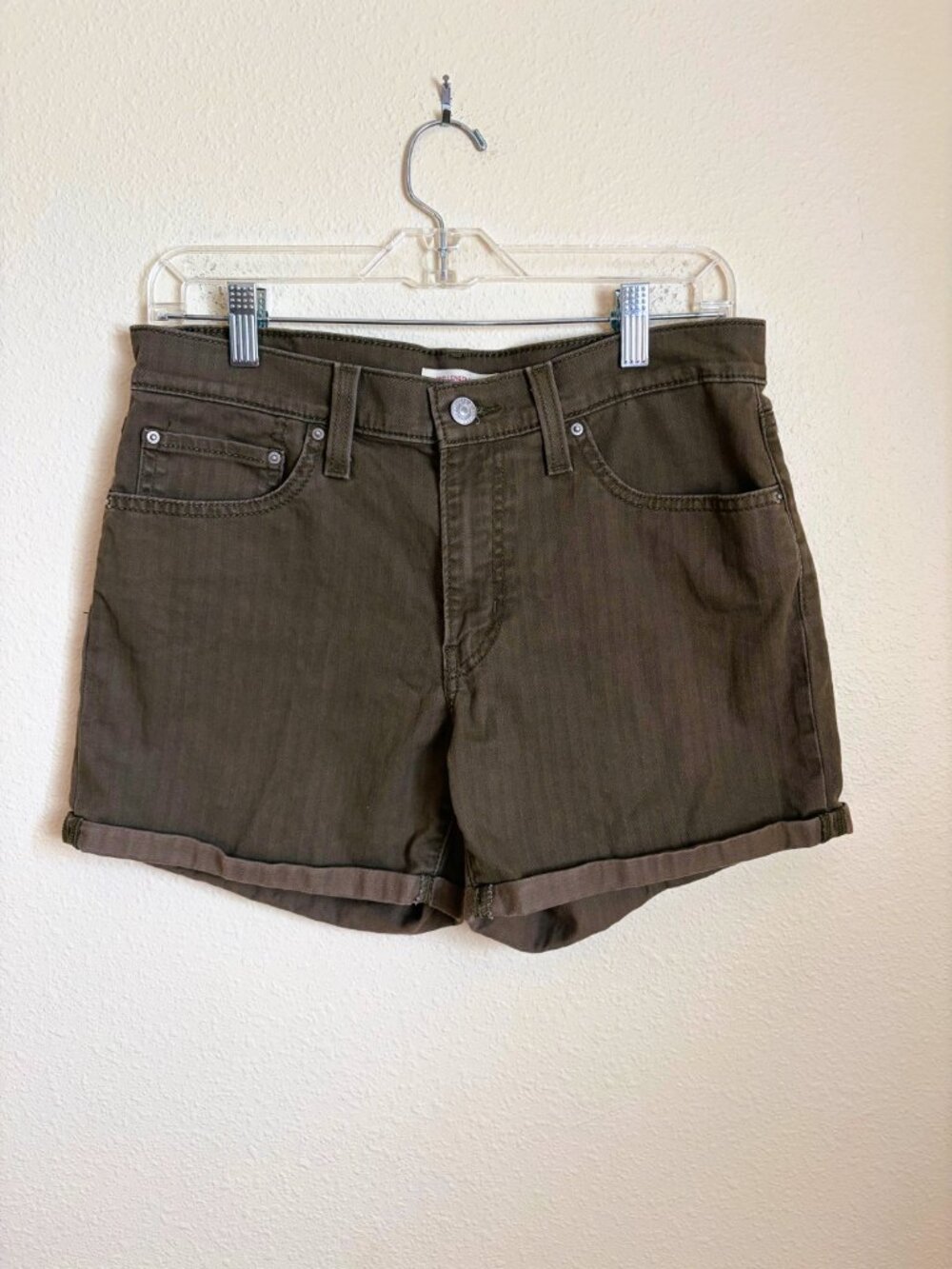 Levi’s Mid-Length Shorts – Olive Green – Women’s Size 30 - Picture 2 of 8
